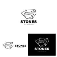 logotipo de pedra, pedra vetorial moderna com estilo de linha de geometria, design para decoração estética, produto moderno de marca, linha de geometria estética abstrata de ícone simples vetor