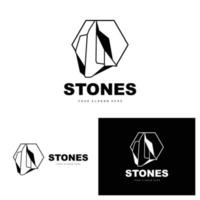 logotipo de pedra, pedra vetorial moderna com estilo de linha de geometria, design para decoração estética, produto moderno de marca, linha de geometria estética abstrata de ícone simples vetor