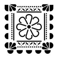 ícone de flor mexicana em quadrado sobre fundo branco vetor