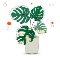 o design é moderno e exótico para a folha monstera verde da natureza na selva botânica de verão para o fundo do banner, decoração, moldura e para ilustração. vetor