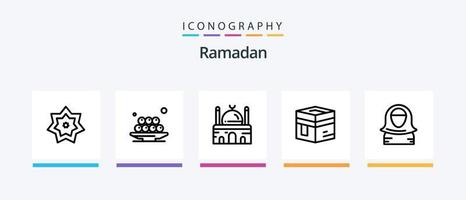 Pacote de ícones da linha 5 do Ramadã, incluindo o Ramadã. muçulmano. Presente. esteira. Ramadã. design de ícones criativos vetor