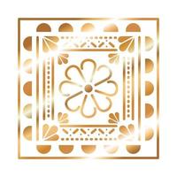 ícone mexicano de uma flor com cor dourada vetor