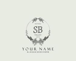 monograma de beleza sb inicial e design de logotipo elegante, logotipo de caligrafia da assinatura inicial, casamento, moda, floral e botânico com modelo criativo. vetor