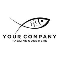 design de logotipo de peixe peixe e design gráfico plano de vetor de onda. isolado no fundo branco.