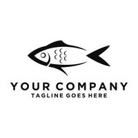 design de logotipo de peixe peixe e design gráfico plano de vetor de onda. isolado no fundo branco.