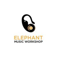 animal elefante com ilustração de disco de vinil imprimir tipografia design música melodia jazz e peças de teatro vetor