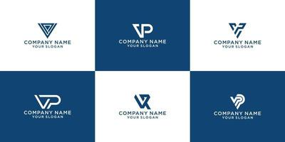 conjunto de modelo de design de logotipo vp de carta criativa vetor