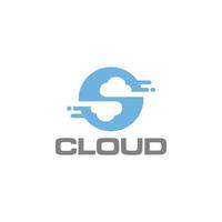 letra s e design de logotipo de nuvem ou vetor de ícone