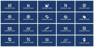 coleção de design de vetor de logotipo de letra n para empresa de branding. logotipo pode ser usado para ícone, marca, identidade, monograma, linha, modelo, inspiração, conceito e empresa de negócios