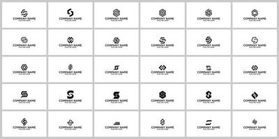 conjunto de modelo de logotipo de letra inicial s ss de coleção. ícones para negócios de moda, esporte, automotivo, tecnologia digital. vetor