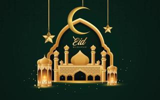 fundo do Ramadã com cor verde, existem formas de mesquita, padrões e ornamentos de estrelas e luas adequados para banners, modelos de cabeçalho para sites e cartões comemorativos. vetor