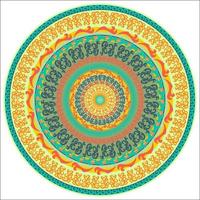 cartão multicolorido ornamento com mandala. forma de vetor ornamental redonda isolada no branco. ilustração vetorial.
