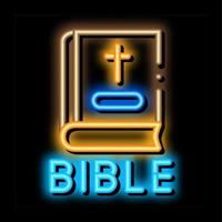 bíblia sagrada dos cristãos ilustração do ícone de brilho neon vetor
