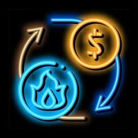 fornecimento de gás de venda por dinheiro ilustração do ícone de brilho neon vetor