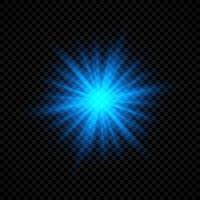 efeito de luz de reflexos de lente. luzes azuis brilhantes efeitos starburst com brilhos em um fundo transparente. ilustração vetorial vetor