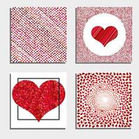 conjunto de quatro fundos com corações vermelhos. símbolo do amor. elementos para modelo de casamento.