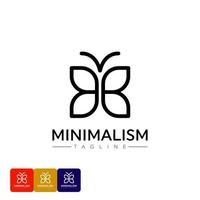modelo de design de vetor de logotipo minimalista em estilo linear simples - emblema de borboleta, produtos de beleza e mulheres. design de logotipo de minimalismo