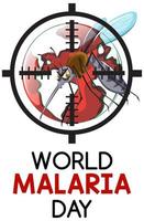 logotipo do dia mundial da malária ou banner com sinal de mosquito vetor