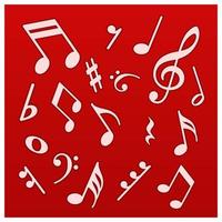 nota musical, música, melodia ou ícone de vetor plano para aplicativos de música e sites em fundo vermelho