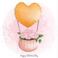 balão de coração aquarela, balão de amor, balão de coração dia dos namorados, elemento de dia dos namorados vetor