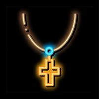 cruz cristã no pescoço ilustração do ícone de brilho neon vetor