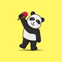 panda bonito segurando sorvete vetor