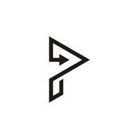 letra p triângulo seta simples vetor de logotipo geométrico