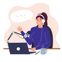 podcast. comunicação online. onda de rádio. ilustração vetorial em um estilo moderno simples. vetor