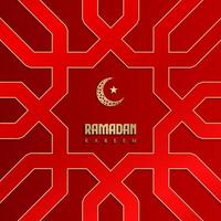 saudação islâmica cartão ramadan kareem fundo quadrado design de cor vermelha para festa islâmica vetor