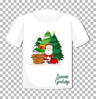 personagem de desenho animado de papai noel com elemento de tema de natal em uma camiseta em fundo transparente vetor
