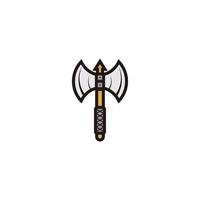 ícone de machado medieval isolado no fundo branco. machado de batalha, machado carrasco, machado de desenho animado. ilustração vetorial de design de logotipo vetor