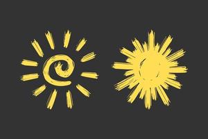 conjunto de sol doodle. elementos de design. ilustração vetorial. vetor