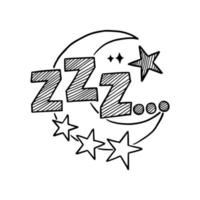 símbolo zzz desenhado à mão, para vetor de ilustração de doodle para dormir