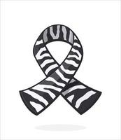 fita com estampa de zebra, símbolo internacional de câncer carcinóide e conscientização sobre doenças raras. adesivo em estilo cartoon com contorno. isolado no fundo branco vetor