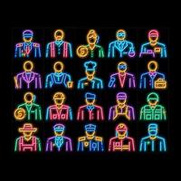 profissões pessoas ilustração de ícone de brilho neon vetor