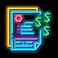 ilustração de ícone de brilho neon de acordo financeiro vetor