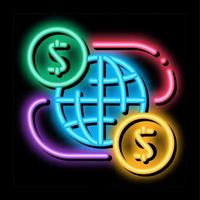 ilustração de ícone de brilho neon de parceria financeira mundial vetor