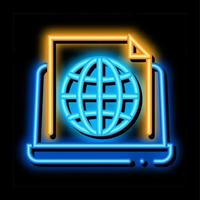 documento de otimização de mecanismo de pesquisa global ilustração do ícone de brilho neon vetor