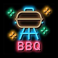 ilustração de ícone de brilho neon de equipamento para churrasco vetor