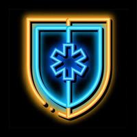ilustração de ícone de brilho neon de sinal de proteção médica vetor