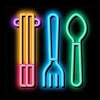 ilustração de ícone de brilho neon de utensílio de comida vetor