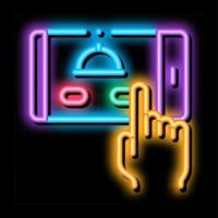 aplicativo de telefone de entrega de comida ilustração do ícone de brilho neon vetor
