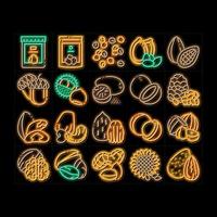ilustração de ícone de brilho neon diferente de comida de noz vetor