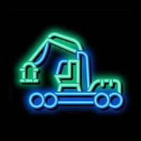 ilustração do ícone de brilho neon da máquina da indústria madeireira vetor