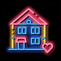 construção de casa vivendo em casa ilustração de ícone de brilho neon vetor