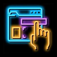 elementos do site arrastando a ilustração do ícone de brilho neon vetor