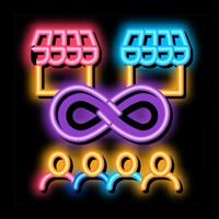 ilustração de ícone de brilho neon de competição de loja infinita vetor