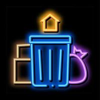 lata de lixo em casa ilustração do ícone de brilho neon vetor