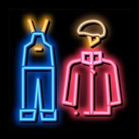 ilustração de ícone de brilho neon de roupas de alpinismo vetor