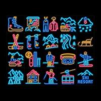 ilustração de ícone de brilho de néon de férias de estação de esqui vetor